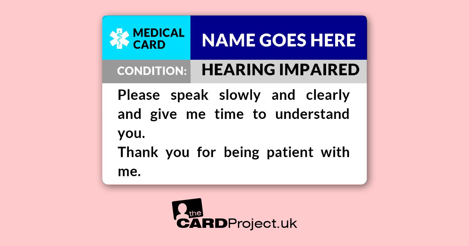 Hearing Impaired Awareness Medical ID Alert Card